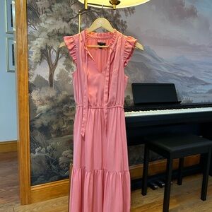 Banana Republic Coral Maxi Dress with Ruffle Details